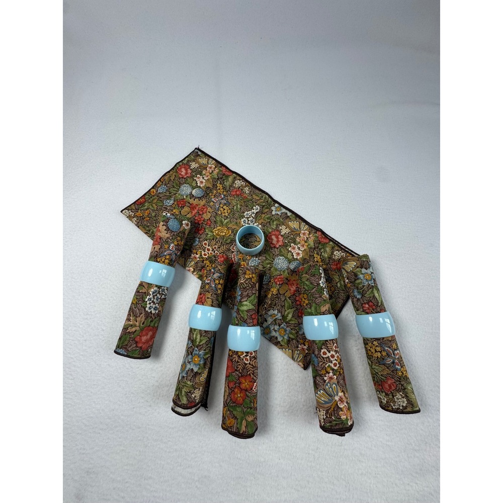 Nature Cottagecore‎ Napkin and Ring Set Blue Floral Botanical Butterfly 12pc